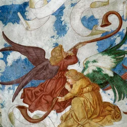 Muzikale engelen (detail) uit het Laatste Oordeel